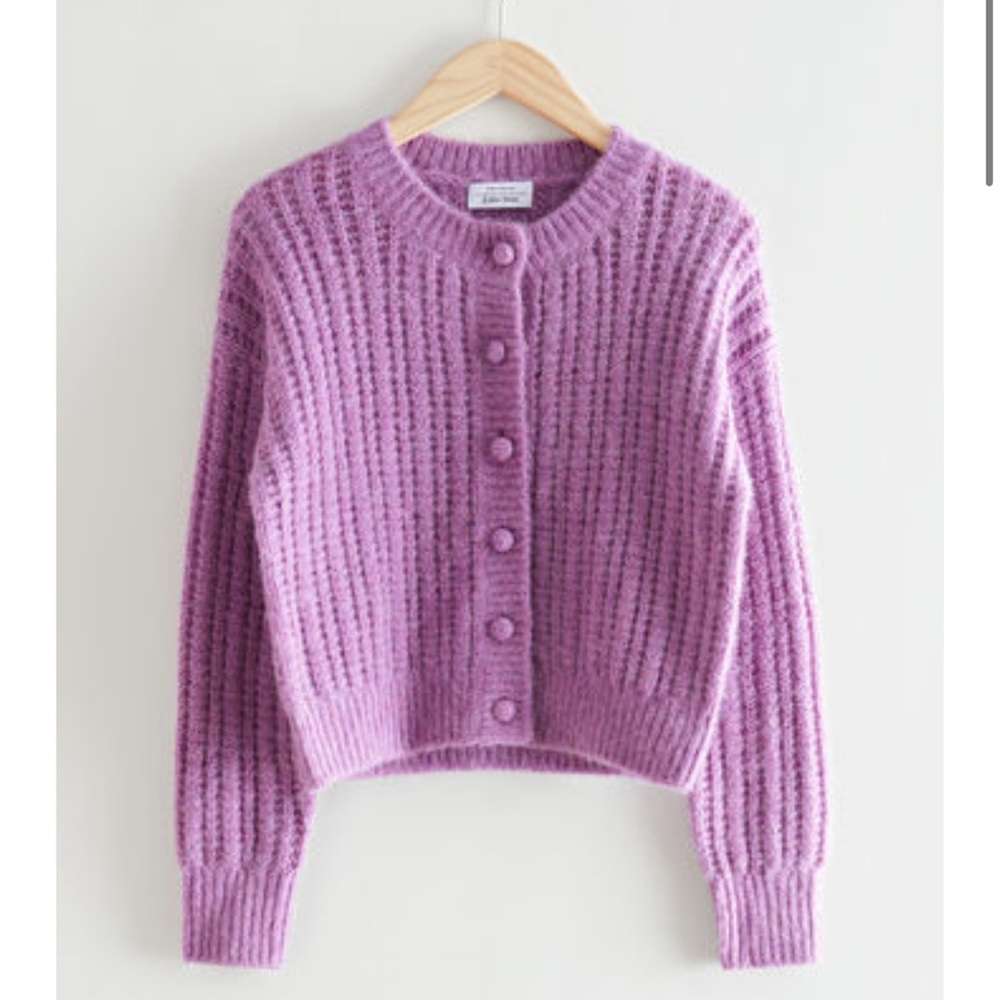 & other stories women button cardigan size s lilac Wool Knit Glitter New no tag